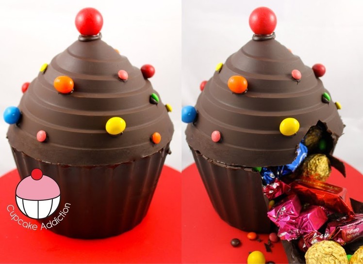 Make A Giant Cupcake Pinata from Chocolate! - A Cupcake Addiction How To Tutorial