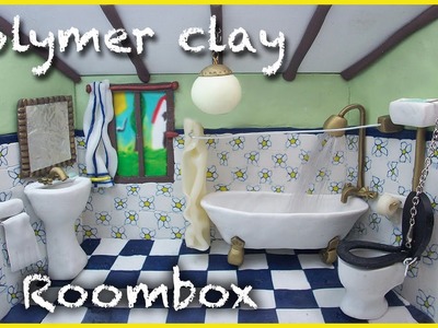 Miniature tutorial - Polymer clay Bathroom roombox Part 1 of 4 - THE ROOM