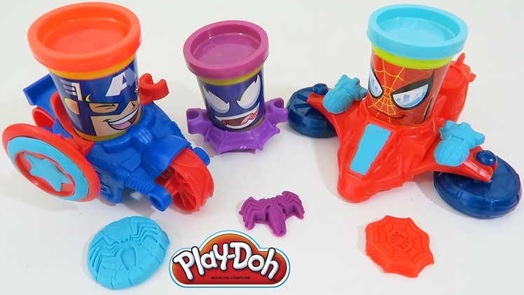 Play Doh Marvel Can-Heads Spider-Man Captain America Venom Toy Review & Unboxing!