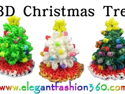 Rainbow Loom Christmas Tree 3D and Skirt Charm Holiday.Ornaments- How to Loom Band tutorial