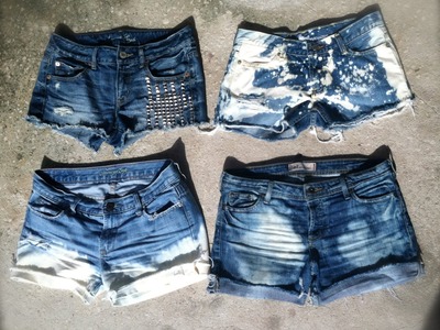 DIY How to Make Distressed Denim Shorts! How to Bleach Denim! How to Bleach Ombre