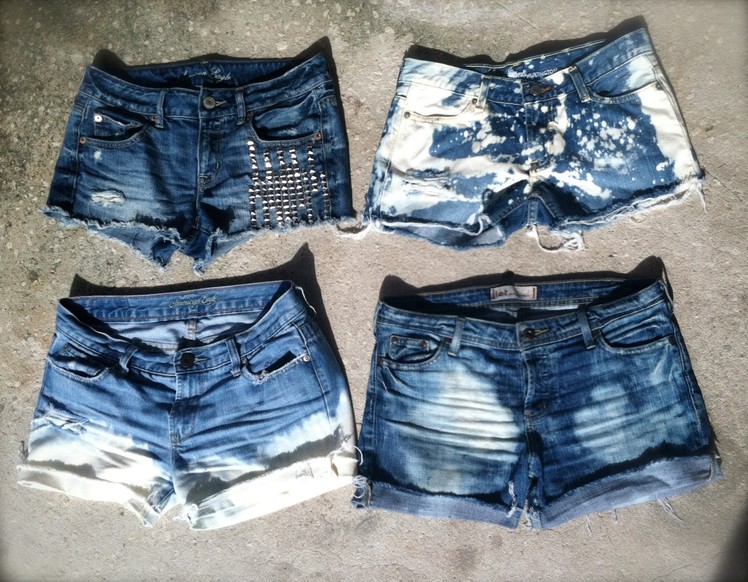 DIY How to Make Distressed Denim Shorts! How to Bleach Denim! How to Bleach Ombre