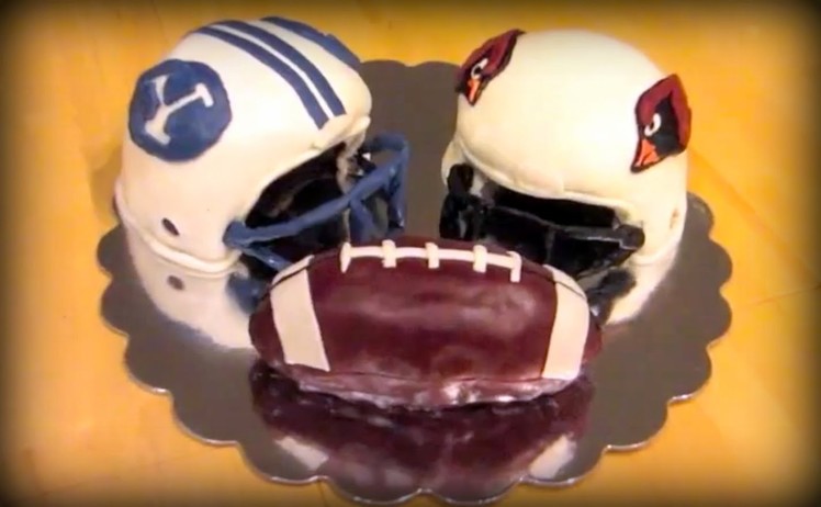 Fondant Football Helmet Cake - Arizona Cardinals and BYU Cougars