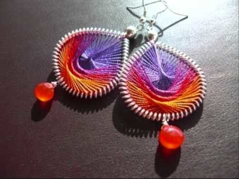 Funky Lobez Tropcal 2011 handmade thread earrings