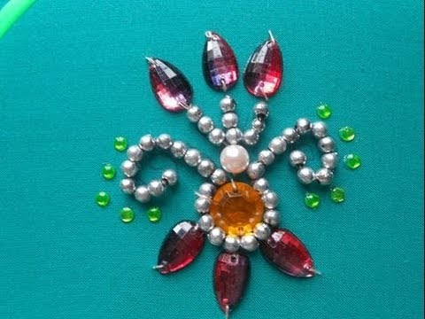 Hand embroidery:How to sew a design using outline stitch method-4