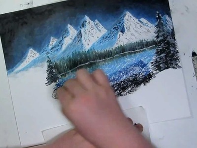 Holiday Edition- Night Mountain Landscape Speed Drawing - Oil Pastel