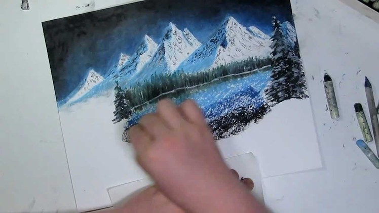 Holiday Edition- Night Mountain Landscape Speed Drawing - Oil Pastel