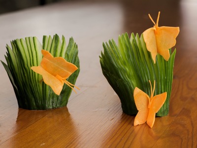 How To Make A Carrot Butterfly And Cucumber Fans Garnish