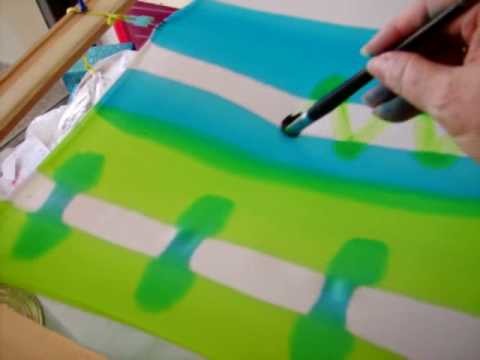 How To Paint On Silk 006 - Teena Hughes paints sandwashed silk lime and turquoise