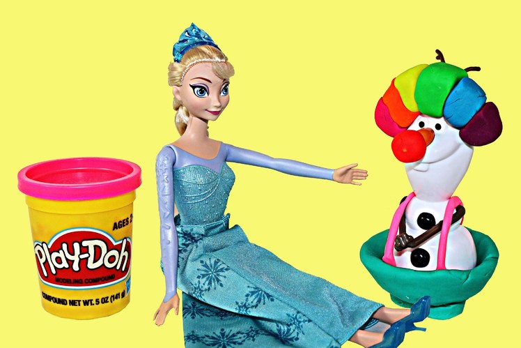 Play Doh Clown Frozen Barbie Doll Parody with Olaf Barbie Anna and Barbie Elsa by ToysReviewToys