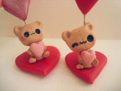 Polymer clay:kawaii Teddy Bear Photo.note holder Valentines Day gift idea tutorial