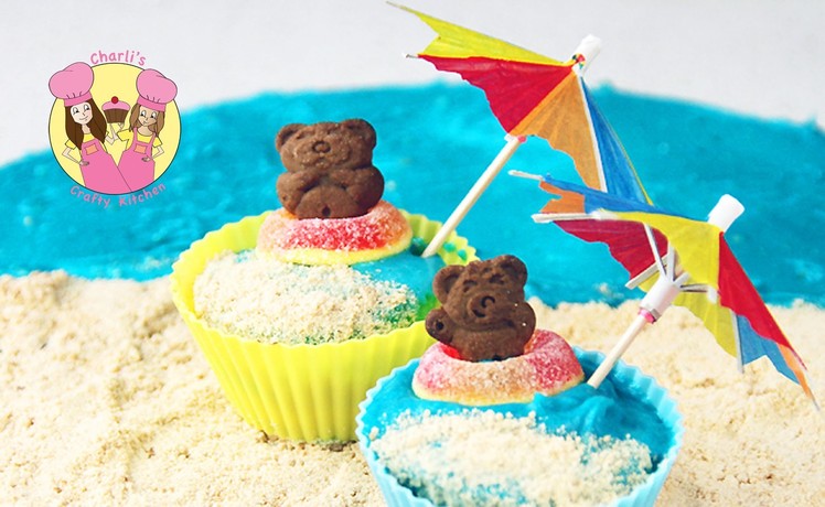 TEDDY GRAHAM CUPCAKE  - summer beach theme party -by Ashlee