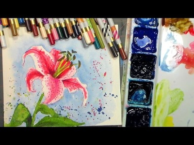 Watercolor Stargazer Lily Tutorial