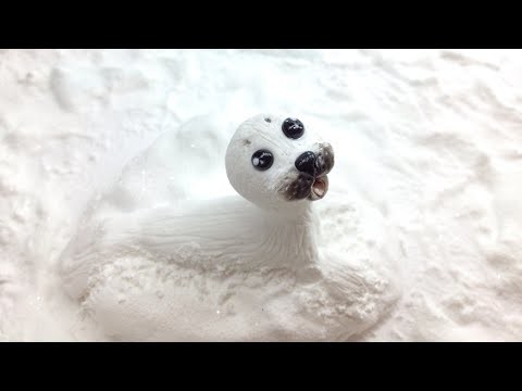 Baby seal. Polymer clay(Fimo) and snow effect with baking soda