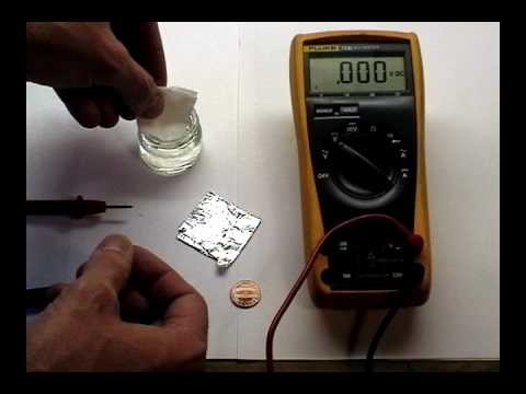 Build your own battery - foil, penny, paper towel and water