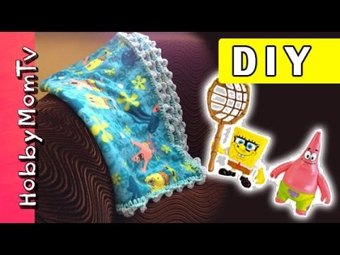 DIY Crochet Blanket Edges! Beginner Tutorial, Fast Easy SpongeBob Bubbly Blanket Gift by HobbyMomTV