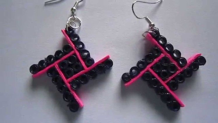 Handmade Jewelry - Paper Quilling Four Square Earrings (Not Tutorial)