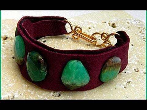 Jewelry How To - Leather Cuff Bracelet with Gemstones