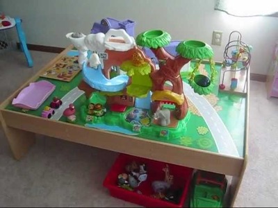 Toddler Playroom Station Organization Ideas - Train Table, Blocks, Kitchen, Books