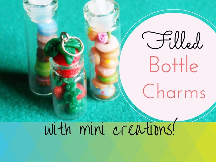 Mini Macarons, Donuts & Strawberries in Bottle Charms ♥ Polymer Clay + Bottle Charms