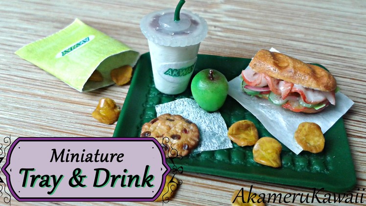 Miniature Fastfood Tray and Drink - Polymer clay