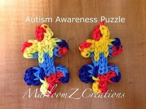 Rainbow Loom Autism Awareness Puzzle: How To