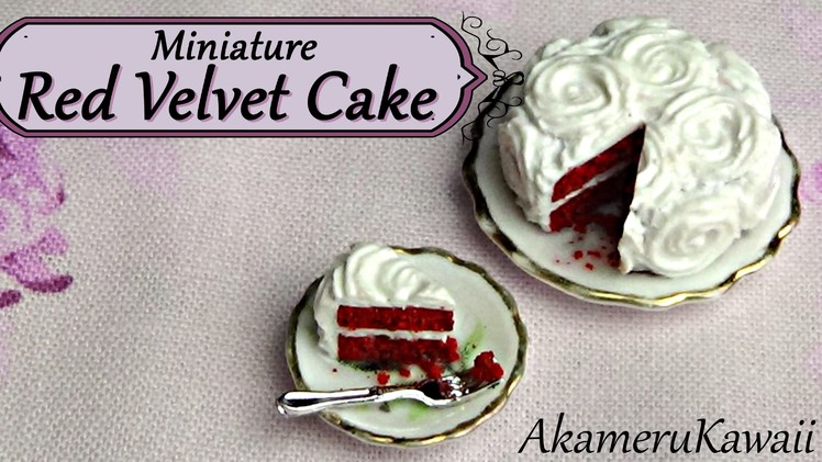 Miniature Red Velvet Cake - Polymer clay Dollhouse food tutorial