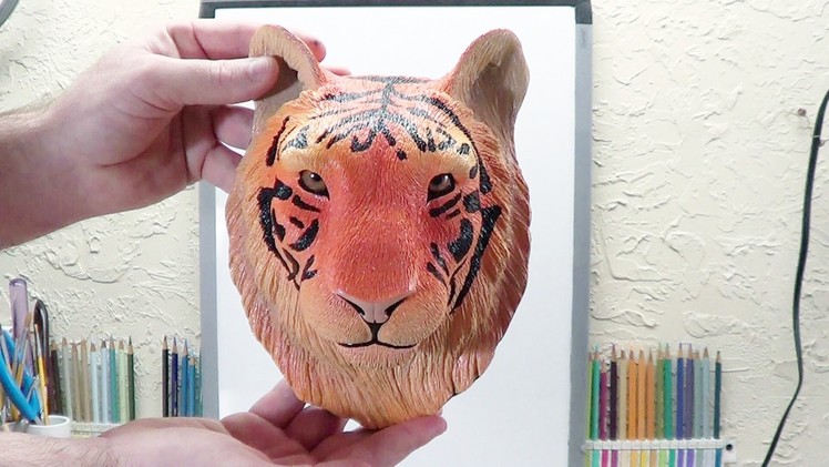 Tiger face wall art - Polymer Clay