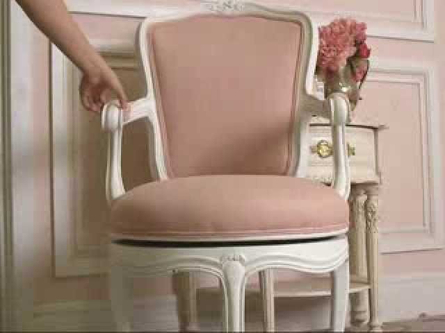 Vintage Shabby Chic Style Swivel Office Chair in Pink and White!