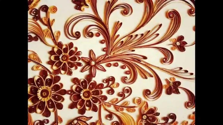Wall frame with paper quilling flowers