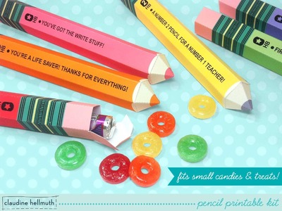 Make paper pencil candy and favor boxes printable kit