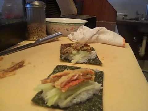 Sushivids  How to make a Salmon Skin Hand Roll