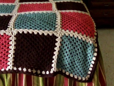 Completed Granny Square Afghan with border