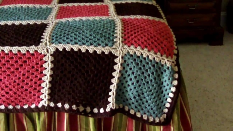 Completed Granny Square Afghan with border