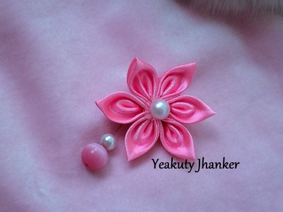 Kanzashi ribbon flower--- brooch. hijab pin