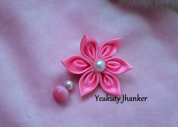 Kanzashi ribbon flower--- brooch. hijab pin
