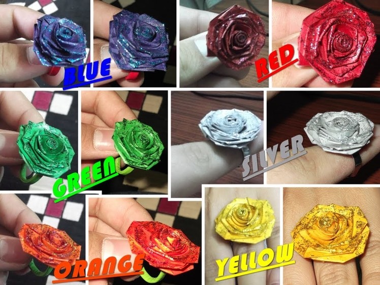 Quilled sparkling rose rings. paper rings water proof and strong