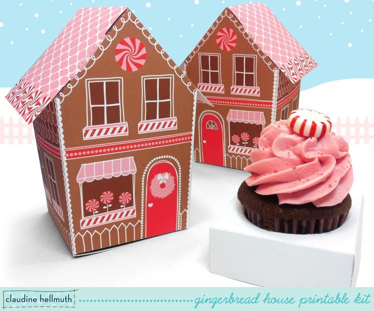 Make a paper gingerbread house cupcake box, holds treats, candy and Christmas favors