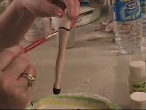 Polymer Clay Doll Making - How to Paint on Black Stockings