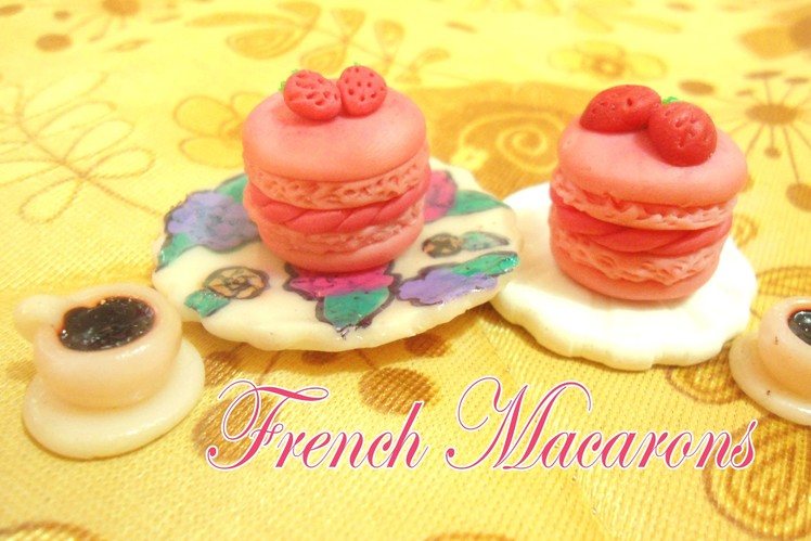 Strawberry French Macarons Polymer clay Tutorial - Macarons de Fresa Porcelana fría