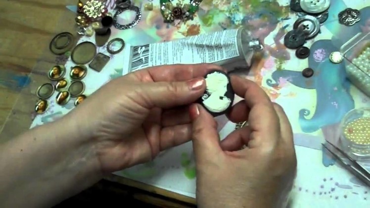 Making Embellished Cameo, Freeform Button Collage Jewelry