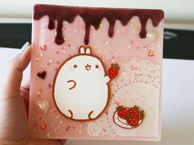 Molang and Strawberries ♥ My First Resin Tile!