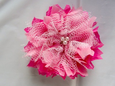 Pink Tulle Tissue Paper Flower Shabby Chic EASY