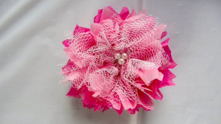 Pink Tulle Tissue Paper Flower Shabby Chic EASY