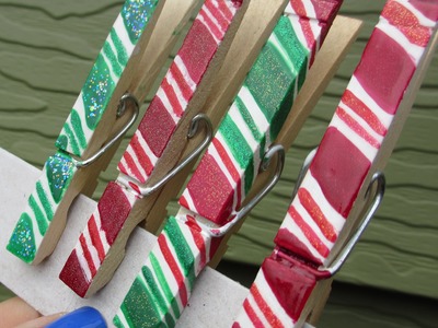 Crafting with Nail Polish- Holiday Candy Cane Clothes Pins