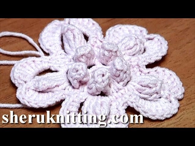 Crochet Flower With Popcorn Stitches Tutorial 2 como hacer una flor de ganchillo