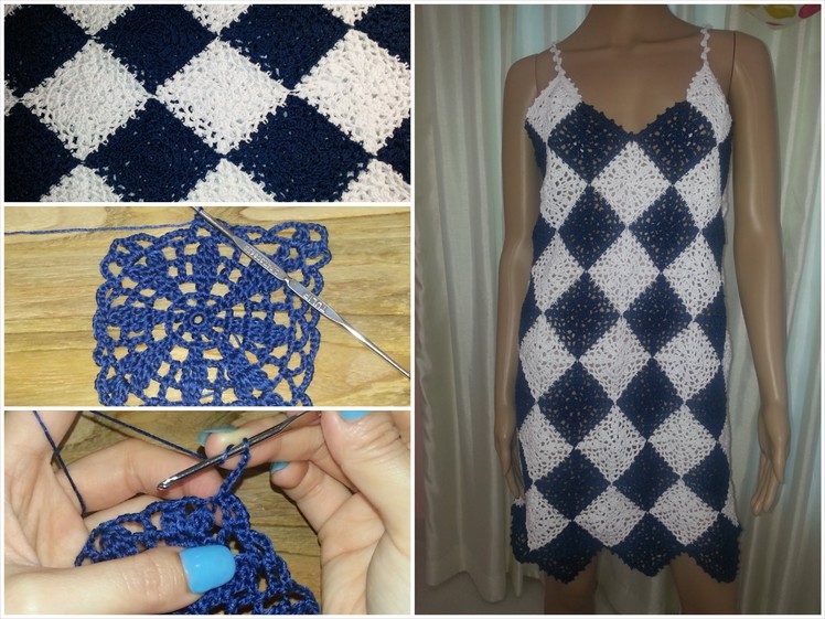 Crochet granny square dress tutorial part 2 of 3(Granny Square Pattern #2)