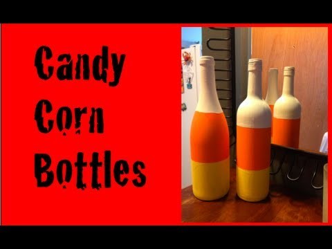 DIY: Candy Corn Bottle Decor ♡ Theeasydiy #HalloweenHorror