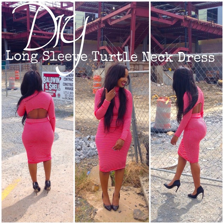 DIY: Long Sleeve Turtle Neck Dress w. Cut Outs
