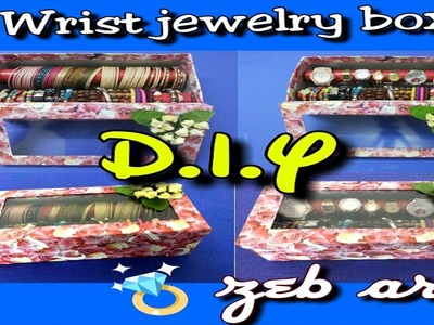 DIY Wrist Jewelry Box (recycling shoe box, bottle caps and wrapping paper rolls)